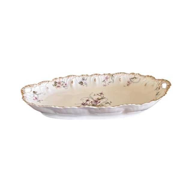 Antique Botanical Limoges Porcelain Berry Dessert Set Platter 8 Bowls Floral Gilt For Sale - Image 10 of 15