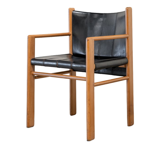 Armchair in Walnut and Leather by Gianfranco Frattini for Bernini, Italy, 1981 For Sale