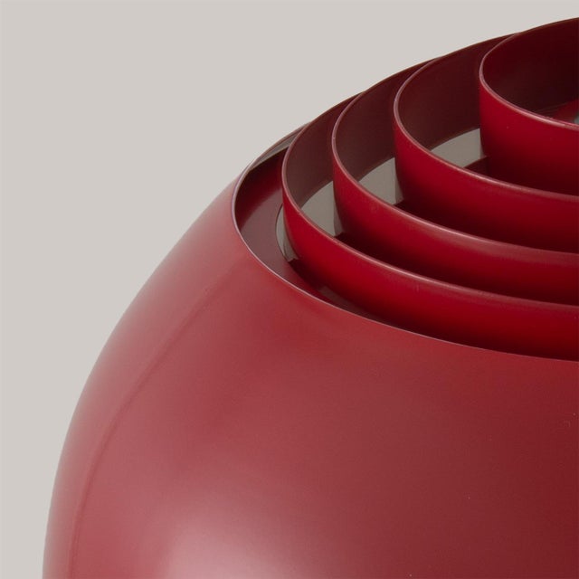 1960s 1960s Morelli Black Nickel Wall Sconce by Nova of California - Half Dome Crimson Red Shade, Modern Light Fixure, Black Nickel, Slide Dimmer For Sale - Image 5 of 7