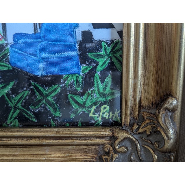 Original Fauvist Greenbrier Resort Hotel "Lobby Lounge" Dorothy Draper Interior Art For Sale In Charlotte - Image 6 of 8