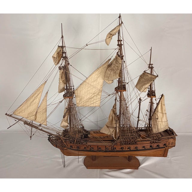 Early 20th Century French Fully Rigged Model of the Frigate La Flore For Sale - Image 9 of 11