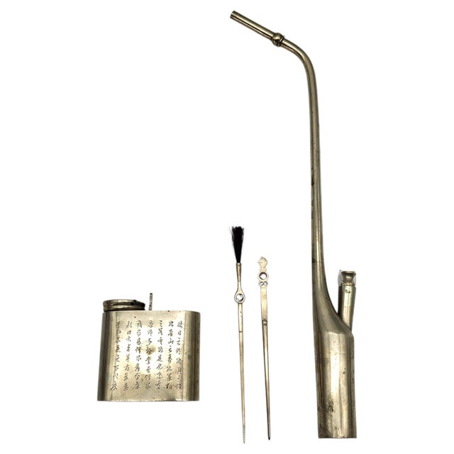 Antique Chinese Wenfang Scholar Desk Paktong Water Dropper Utensil Set 15" For Sale - Image 16 of 18