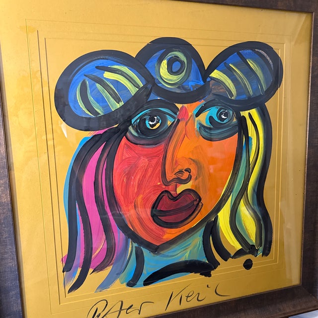 Peter Keil 1970s Peter Keil Huge Orange Picasso Female Cubist Painting, Framed For Sale - Image 4 of 8