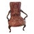 Hickory Silk Damask Brocade Carved Wood Accent Chair For Sale