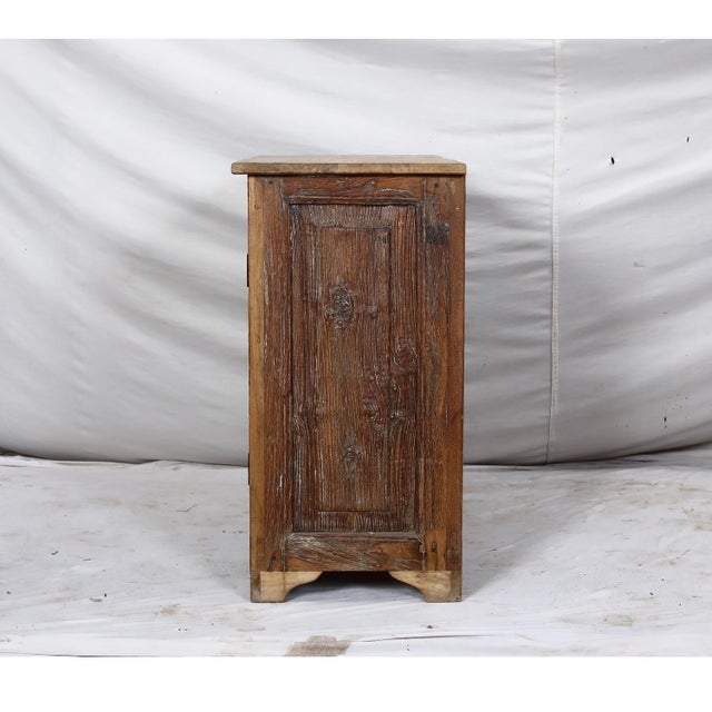 2020s Two-Door Nightstand Made From Antique Indian Teakwood Architectural Elements For Sale - Image 5 of 8
