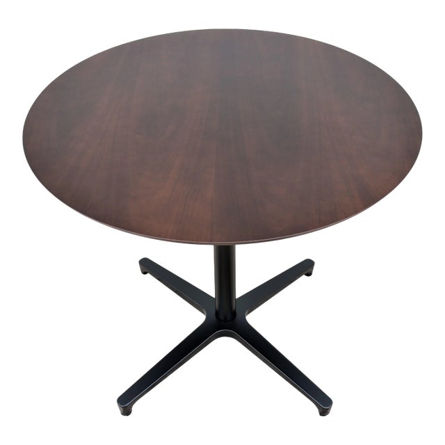 Modern Naoto Fukasawa for Geiger Saiba 30" Round Walnut Veneer Top Dining Table For Sale