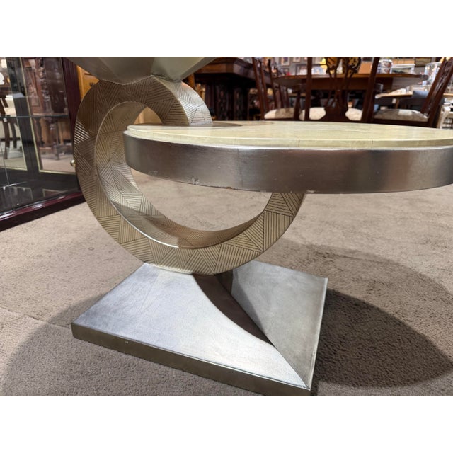 2010s Artmax Postmodern Faux Stone and Wood Side Table For Sale - Image 5 of 8