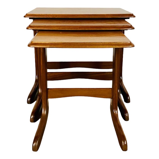 Vintage Teak Nesting Tables, 1970s, Set of 3 For Sale