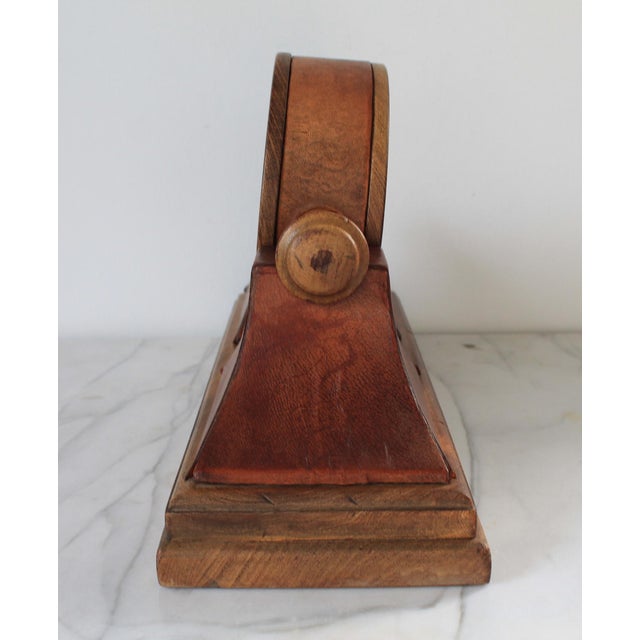 Traditional Vintage Quartz Traditional Style Leather Wrapped Wooden Mantel Clock For Sale - Image 3 of 16