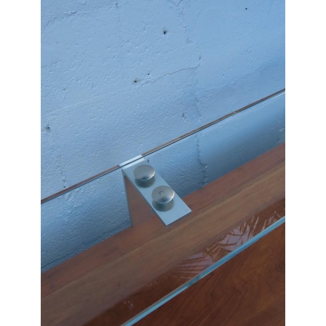 Mid Century Modern Long Glass Top Walnut Sideboard Credenza Dresser Buffet 6667 For Sale - Image 13 of 18