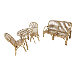 Vintage Italian Rattan and Bamboo Bistro Patio - 4 Piece Set