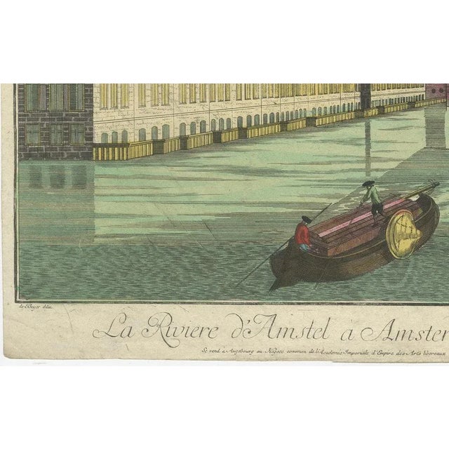 Optica View Amsterdam Amstel River by Rondel, Winckler c.1770 This is a finely engraved and hand-colored optical print...