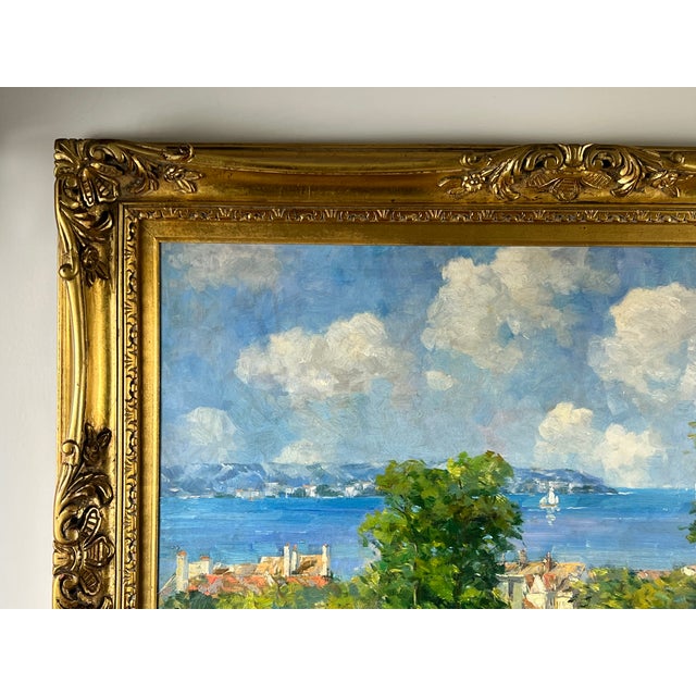Coastal Vintage Oil on Canvas Impressionist Painting of Summer Coastal Scene Signed P. Maris For Sale - Image 3 of 8