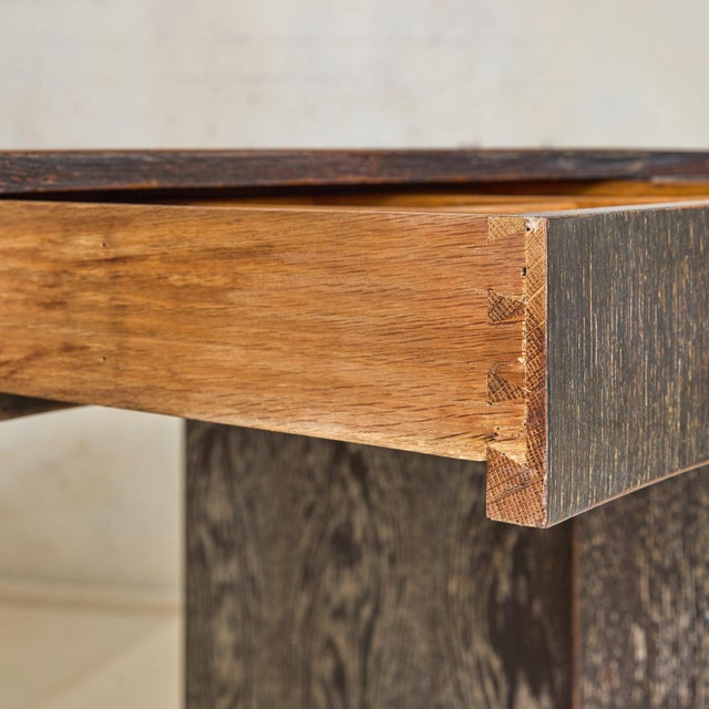 French Brown Cerused Oak Desk, 1940s For Sale - Image 11 of 11