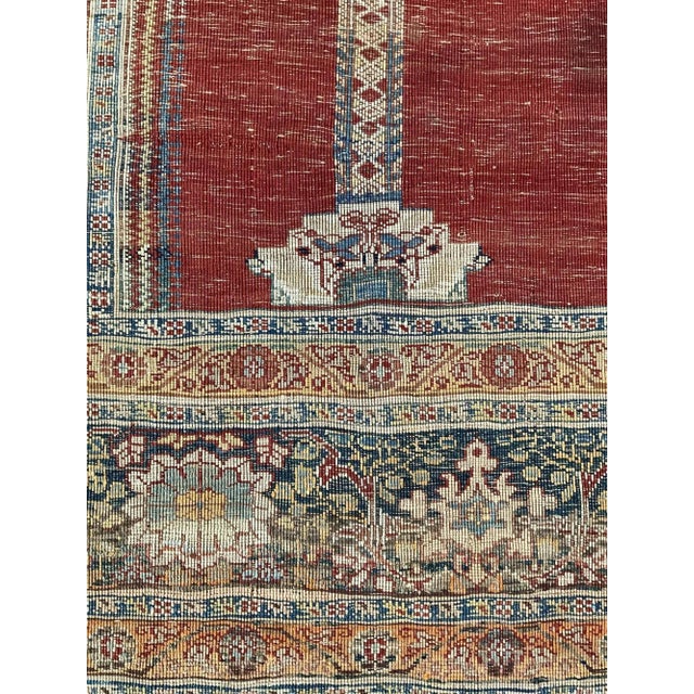 Antique Heriz Prayer Silk Rug For Sale - Image 4 of 8
