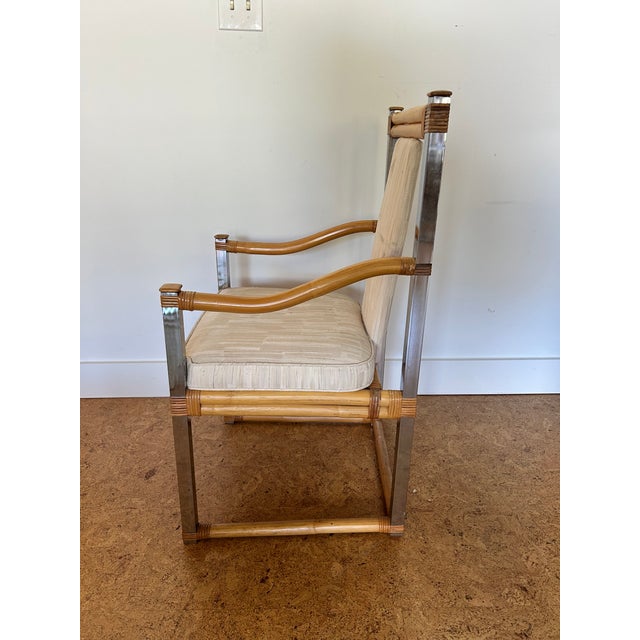 Wood Vintage Chrome and Bamboo Lounge Chair For Sale - Image 7 of 12