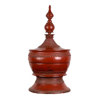 Antique Burmese Lacquered Offering Vessel (Hsun-Ok) For Sale