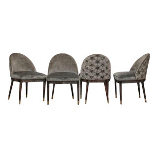 Suzanne Kasler Collection Hickory "Laurent" Dining Chairs with Holly Hunt Upholstery - Set of 4 For Sale
