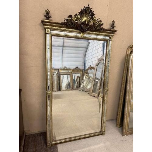 19th Century Large 19th Century Antique French Painted and Gilt Mirror For Sale - Image 5 of 7