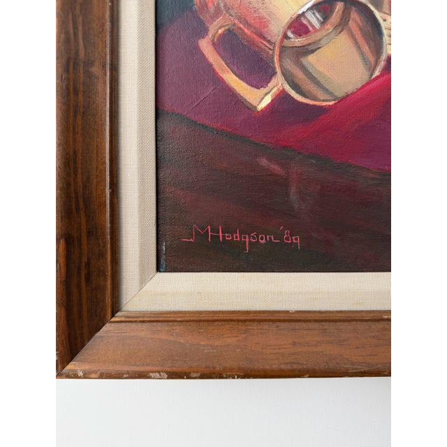 English 1980s Oil on Canvas Still Life | Signed Marjorie Hodgson For Sale - Image 3 of 5