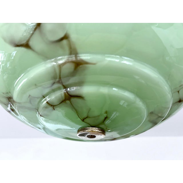 Art Deco Pendant Light in Green Marble Glass, 1930s For Sale - Image 16 of 18