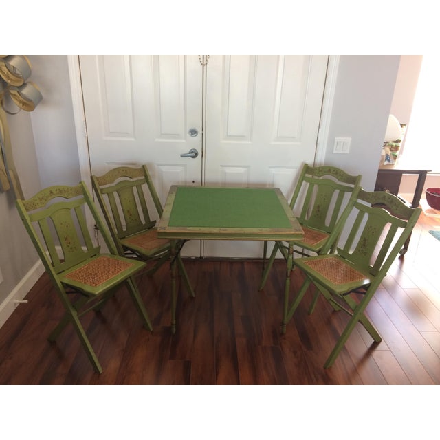 Vintage Ferguson Felt Card Table Chairs Chairish