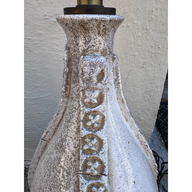 Pair of Italian Studio Ceramic Table Lamps With Walnut Bases, C. 1960s For Sale - Image 9 of 12