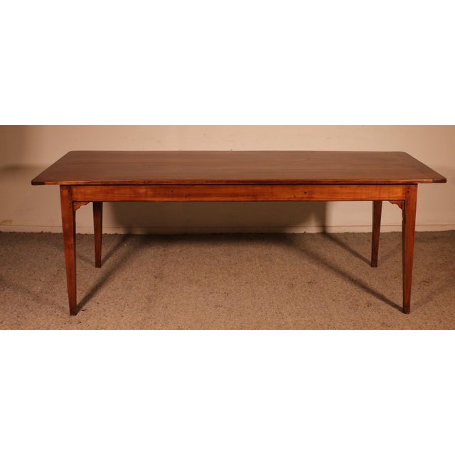 Wood Antique Refectory Table in Cherry Wood For Sale - Image 7 of 12