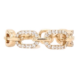 Minimalist Diamond Chain Band Ring in 14k Gold: Modern Fine Jewelry, Size 6.75 For Sale