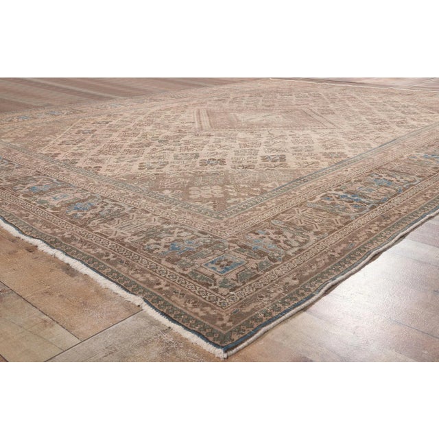 Textile Early 20th Century Distressed Faded Antique Persian Rug, 10'00 X 13'06 For Sale - Image 7 of 10