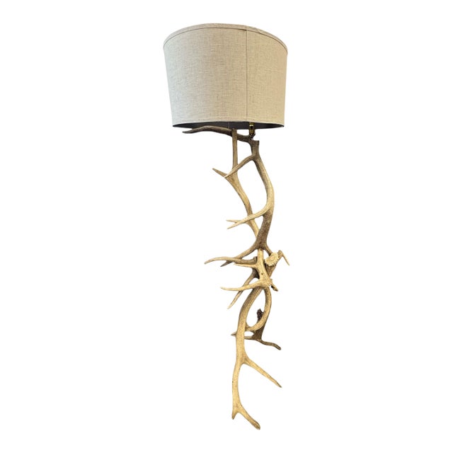 1990s Custom Made Natural Shed Antler Floor Lamp For Sale