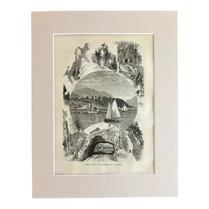 Antique 1874 Wood Engraving "West Point, and Scenes in Vicinity" NY w 11x14 Mat