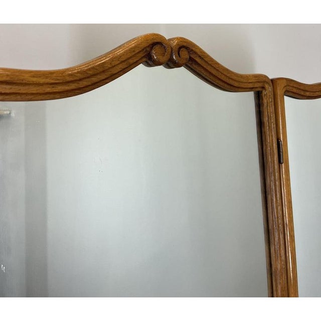 Vintage French Louis Style Oak Dressing Table with Mirror For Sale - Image 5 of 14