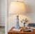 Vintage Italian Ceramic Table Lamp | Chinoiserie Feather & Bok Choy Leaf Pattern | Pastel Blue Green Purple Candlestick...
