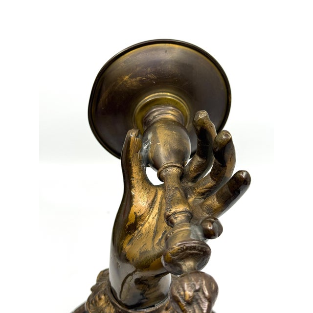 Metal 1930s French Art Deco Painted Brass Hand Sconce For Sale - Image 7 of 18