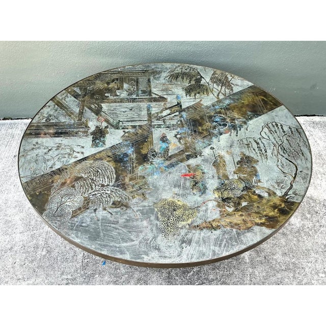 Vintage Phillip and Kelvin Laverne Etched Bronze Coffee Table For Sale - Image 11 of 15