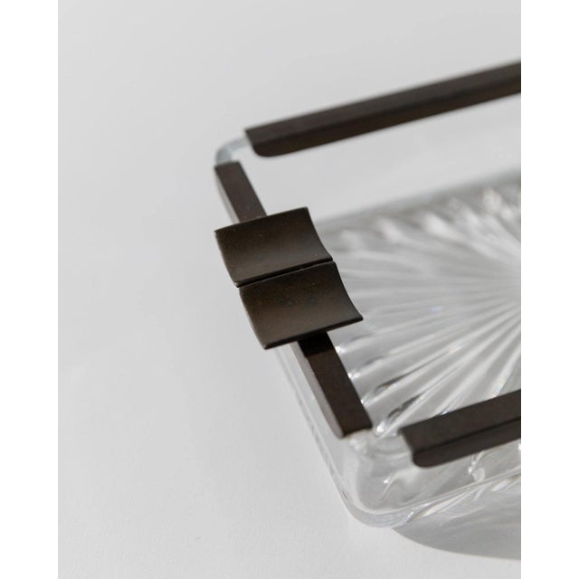 Art Deco Ashtray in Crystal Glass and Metal, Italy, 1930s For Sale - Image 3 of 11