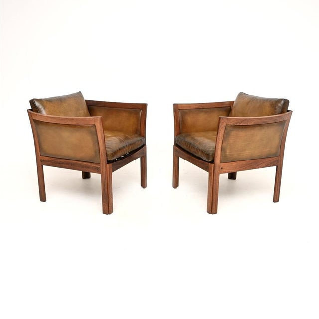 Mid-Century Modern Vintage Danish Armchairs by Illum Wikkelso from CFC Silkeborg, 1960, Set of 2 For Sale - Image 3 of 14