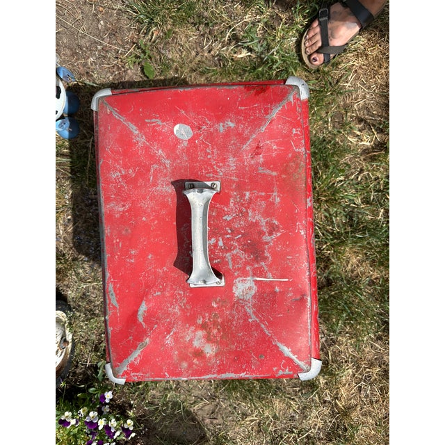 Vintage Coca-Cola Embossed Steel Picnic Cooler Progress Refrigerator Original For Sale - Image 9 of 11