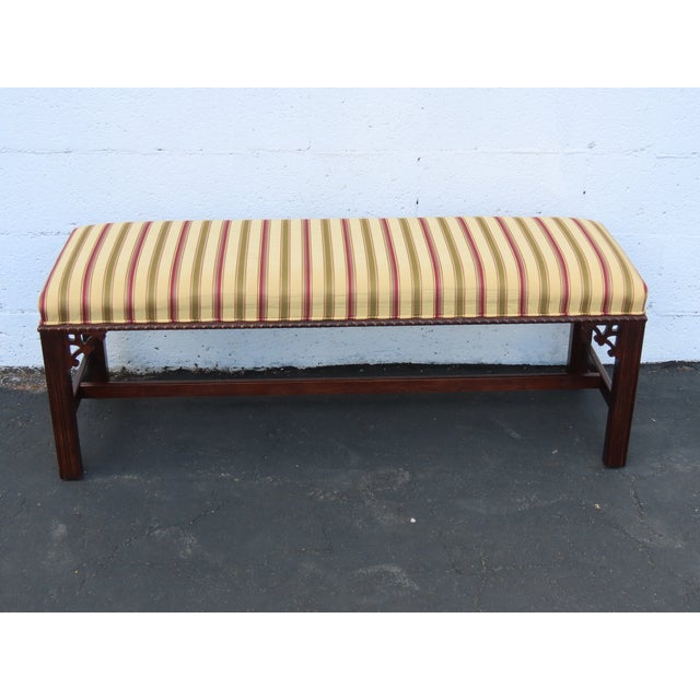 This charming Bench is made of wood, solid wood, and upholstery. This lovely Bench has Chinese Chippendale style from the...