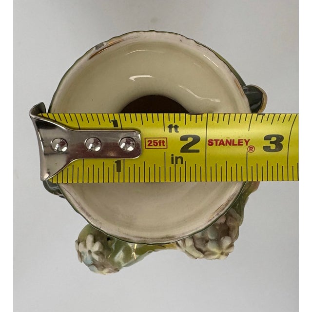 Antique Art Nouveau Majolica-Style Green Floral Vase With Twin Handles, Circa 1900 For Sale - Image 9 of 9