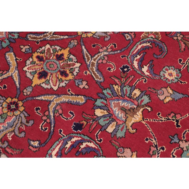 Textile Vintage Retro Tabriz Red/Beige Wool Rug - 10'1'' X 13'1'' For Sale - Image 7 of 10