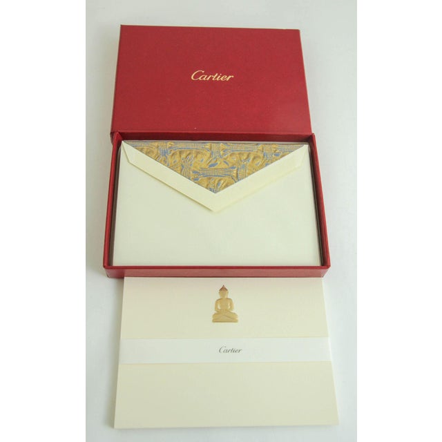 Cartier Cartier Gold Buddha Amulet Card and Envelope Set in Luxury Box Desk Stationery For Sale - Image 4 of 8