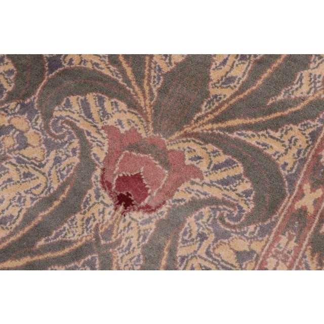 Shabby Chic 1990's Pak-Persian Green/Green Wool Rug - 4'7'' X 7'3'' For Sale In New York - Image 6 of 9