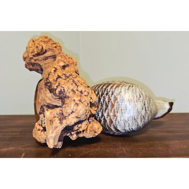 1990s Vicki Hughes, Signed, Hand‑Carved Ruffed Grouse Sculpture — Wildlife Art For Sale - Image 10 of 12