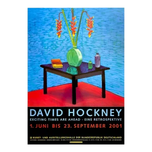 David Hockney Lithograph Print Pop Art Exhibition Poster " Halaconia in Green Vase " 1996