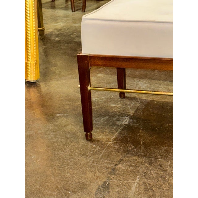Early 21st Century MCM Design Mahogany and Brass Bench For Sale - Image 5 of 9