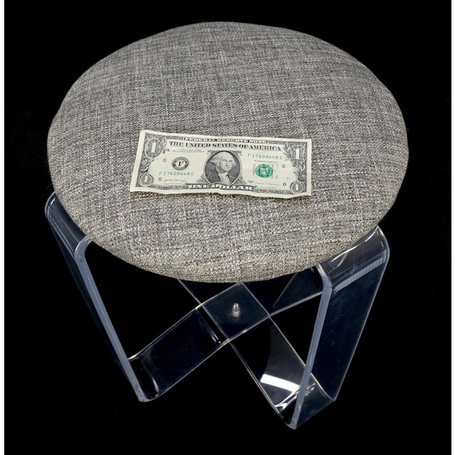 Charles Hollis Jones Bent Lucite Basket Weave Upholstery Piano Stool Bench Mid Century Modern MINT! For Sale - Image 4 of 8