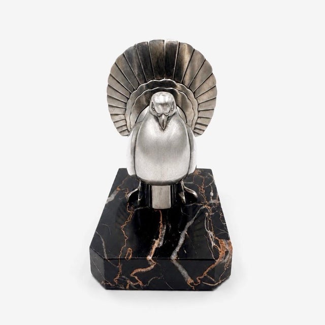 Art Deco Sculpture of a Pigeon and Peacock by Perrina, 1930 For Sale - Image 4 of 10