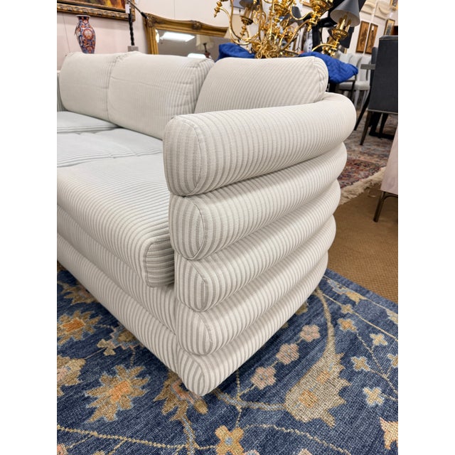 Light Gray Mid Century Modern Milo Baughman for Thayer Coggin Channel-Tufted Three Seat Sofa For Sale - Image 8 of 8